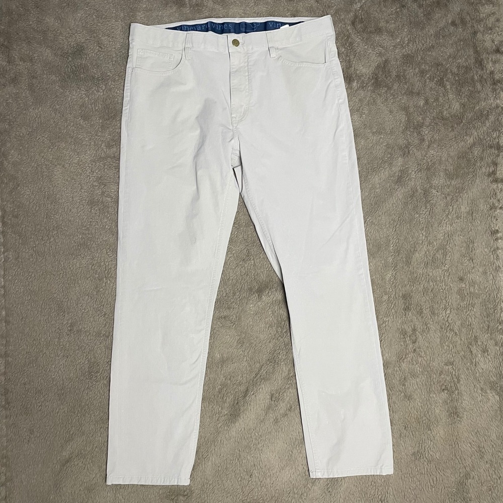 Vineyard Vines Performance 5-Pocket Pants Gray 35x30 Fits 36x28 Straight Leg